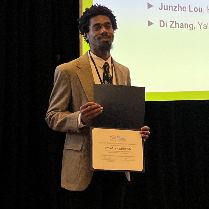 CARE postdoc fellow Brandon Applewhite, from the Jiang lab was the recipient of the Cell and Molecular Bioengineering BMES special interest group Travel Award and presented his work at CMBE’s annual meeting in Carlsbad, CA.  Prof. Ameer was the opening keynote speaker of the conference.